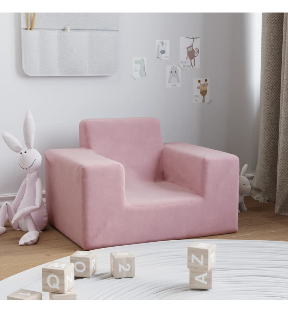 Canapé pour enfants Rose Peluche douce