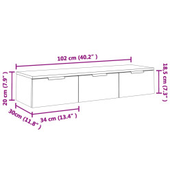 Armoire murale Gris béton 102x30x20 cm Bois d'ingénierie