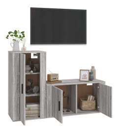 Ensemble de meubles TV 2 pcs Sonoma gris Bois d'ingénierie