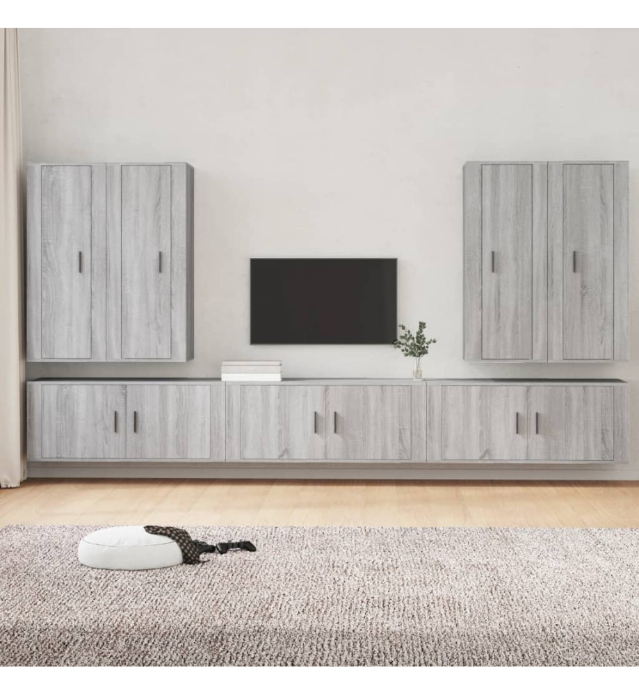 Ensemble de meubles TV 7 pcs Sonoma gris Bois d'ingénierie