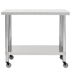 Table de travail de cuisine avec roues 80x60x85 cm Inox