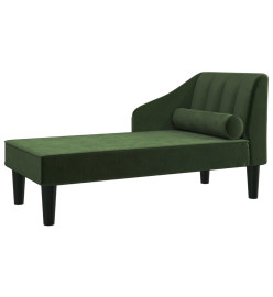 Chaise longue avec traversin vert foncé velours