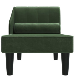 Chaise longue avec traversin vert foncé velours