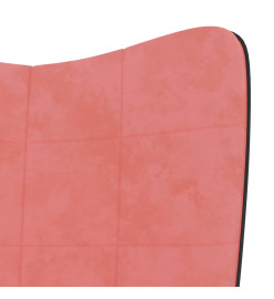 Chaise de relaxation avec repose-pied Rose Velours et PVC