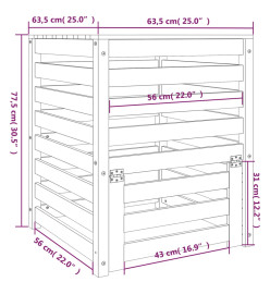 Composteur Blanc 63,5x63,5x77,5 cm Bois massif de pin