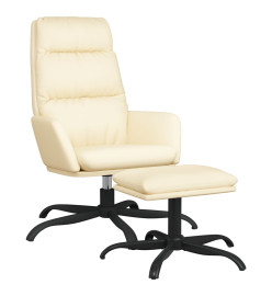 Chaise de relaxation avec tabouret Crème Similicuir