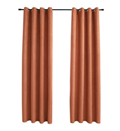 Rideaux occultants et anneaux en métal 2 pcs Rouille 140x225 cm