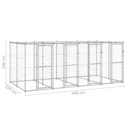 Chenil extérieur Acier galvanisé avec toit 9,68 m²