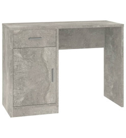 Bureau avec tiroir et armoire Gris béton 100x40x73 cm