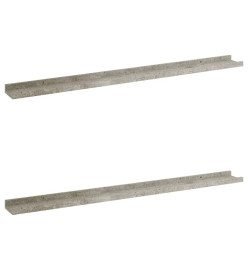 Étagères murales 2 pcs Gris béton 100x9x3 cm