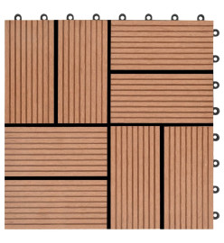 Carreaux de terrasse 22 pcs 30 x 30 cm 2 m² WPC Marron