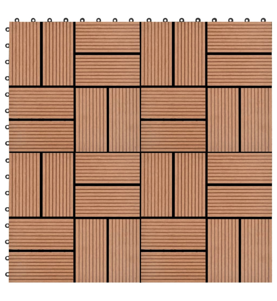 Carreau de terrasse 11 pcs WPC 30 x 30 cm 1 m² Marron