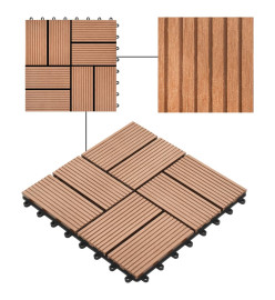 Carreau de terrasse 11 pcs WPC 30 x 30 cm 1 m² Marron