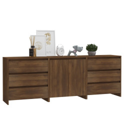 Buffets 3 pcs Chêne marron Bois d'ingénierie