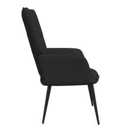 Chaise de relaxation avec tabouret Noir Tissu