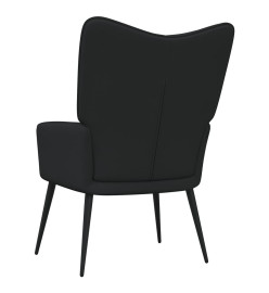 Chaise de relaxation avec tabouret Noir Tissu