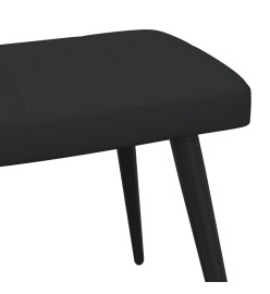 Chaise de relaxation avec tabouret Noir Tissu