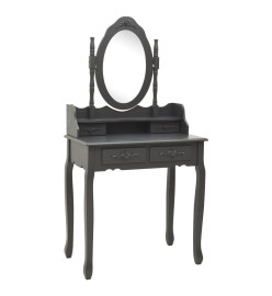 Ensemble de coiffeuse avec tabouret Gris 75x69x140 cm Paulownia