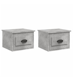 Tables de chevet murales 2 pcs gris béton 41,5x36x28 cm