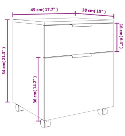 Classeur mobile avec roues Chêne marron 45x38x54 cm Bois