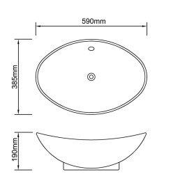 Lavabo ovale en céramique noir avec trop plein 59 x 38,5 cm