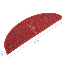 Tapis de marches d'escalier 15 pcs Rouge 56x17x3 cm