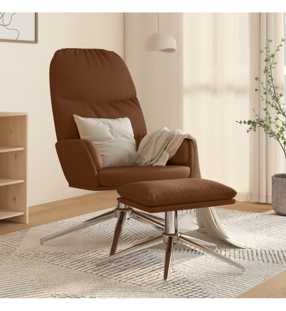 Chaise de relaxation avec tabouret Marron Similicuir daim