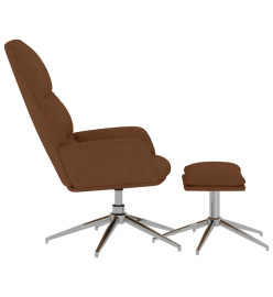 Chaise de relaxation avec tabouret Marron Similicuir daim