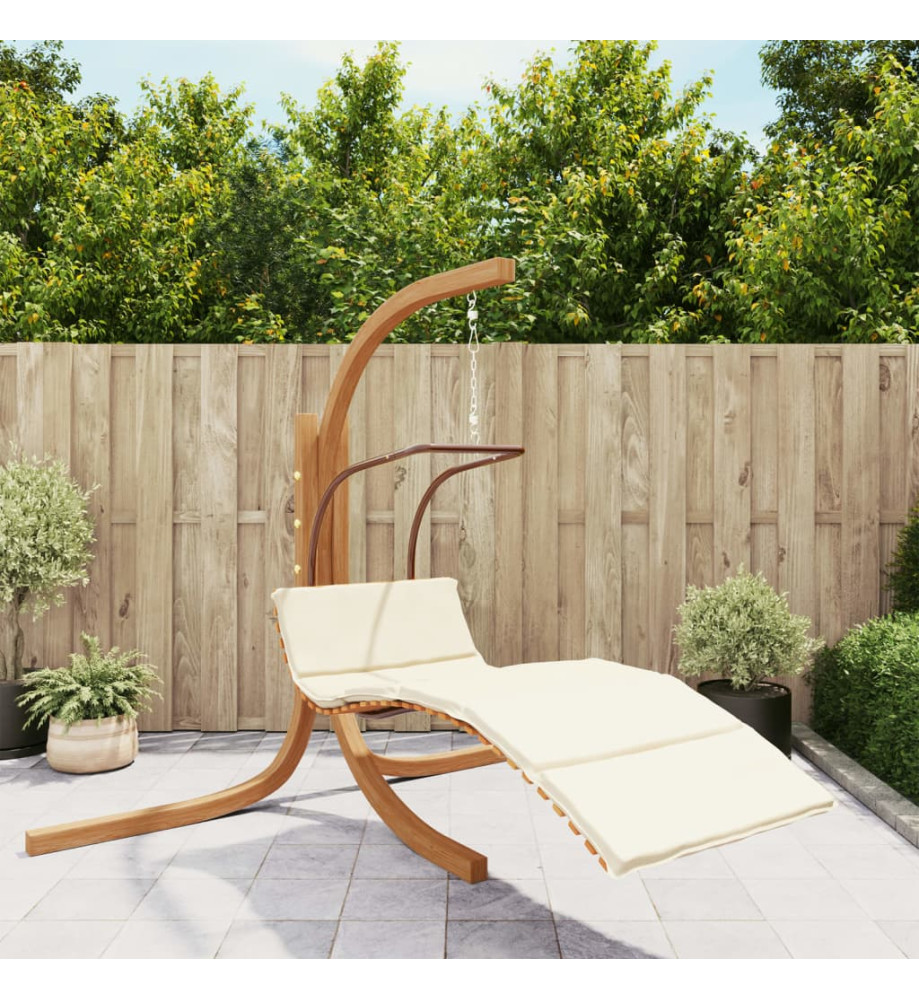 Chaise à bascule avec coussin tissu et bois massif de peuplier