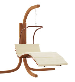 Chaise à bascule avec coussin tissu et bois massif de peuplier