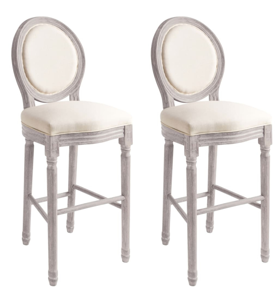 Tabourets de bar lot de 2 blanc lin