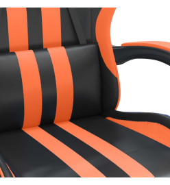 Chaise de jeu pivotante repose-pied Noir et orange Similicuir