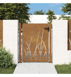 Portail de jardin 105x155 cm acier corten conception d'herbe