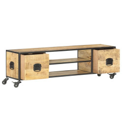 Meuble TV 130x30x39 cm Bois massif de manguier