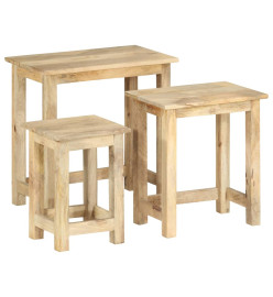 Tables gigognes 3 pcs Bois solide de manguier