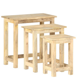 Tables gigognes 3 pcs Bois solide de manguier