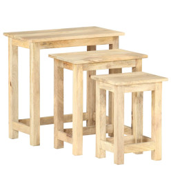 Tables gigognes 3 pcs Bois solide de manguier