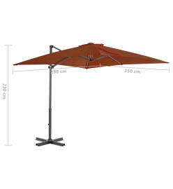 Parasol déporté avec mât en aluminium Terre cuite 250x250 cm