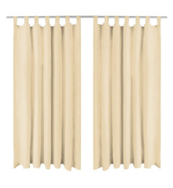 Rideau occultant avec boucles 2 pcs 140 x 245 cm Beige