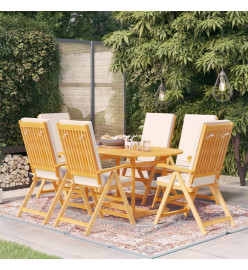 Salon de jardin 7 pcs avec coussins Bois de teck massif