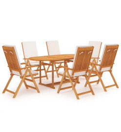 Salon de jardin 7 pcs avec coussins Bois de teck massif