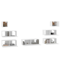 Ensemble de meubles TV 7 pcs Blanc Bois d'ingénierie