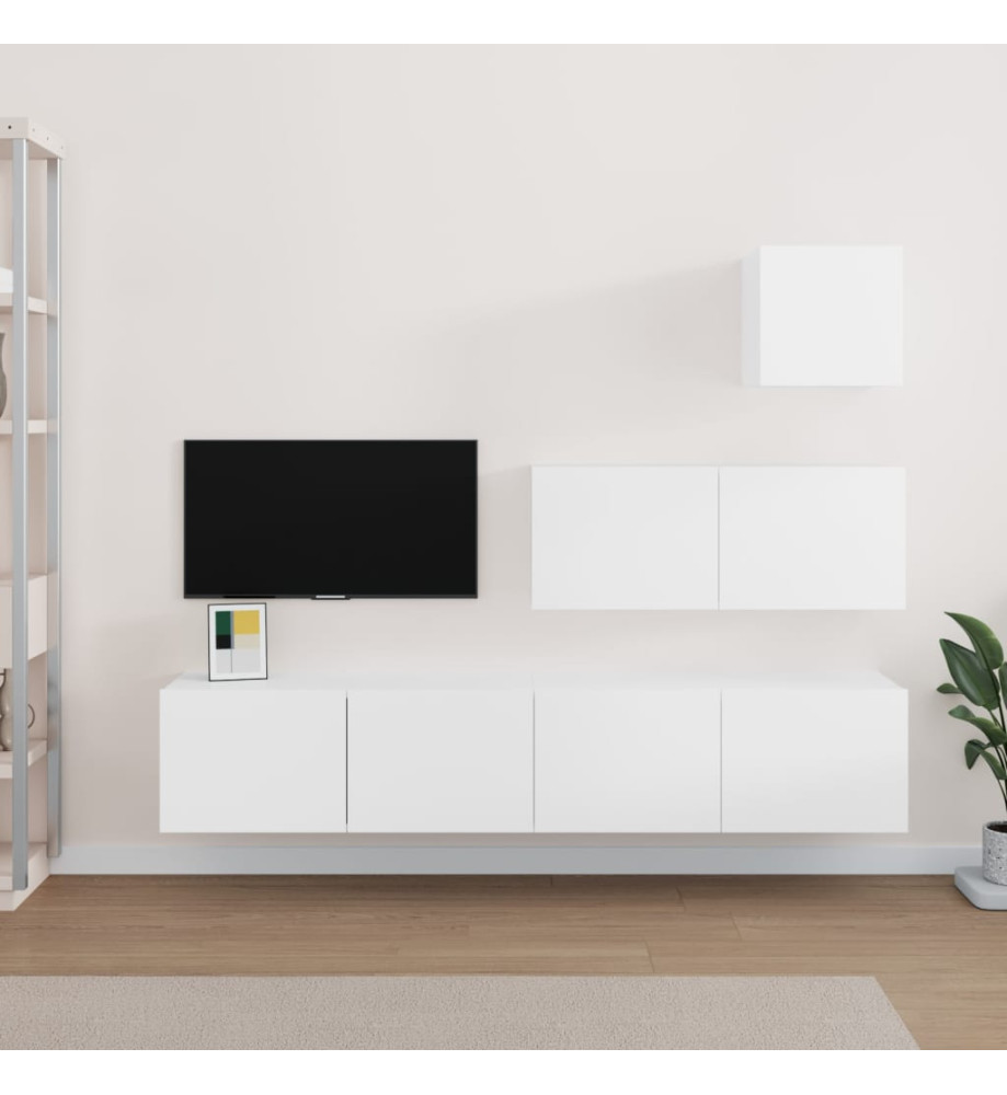 Ensemble de meubles TV 4 pcs Blanc Bois d'ingénierie