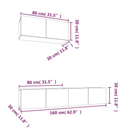 Ensemble de meubles TV 3 pcs Blanc Bois d'ingénierie