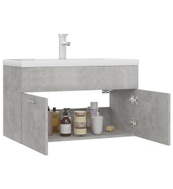 Armoire d'évier avec lavabo intégré Gris béton Aggloméré