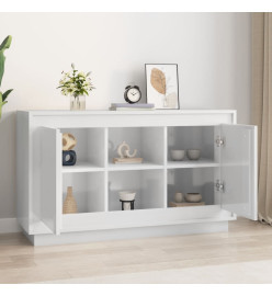 Buffet blanc brillant 102x35x60 cm bois d'ingénierie