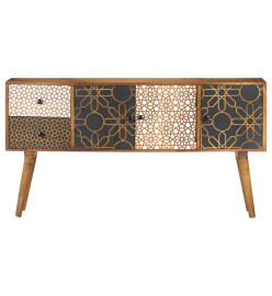 Buffet avec motif imprimé 130x30x70 cm Bois de manguier massif