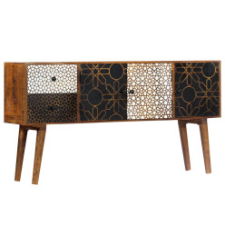 Buffet avec motif imprimé 130x30x70 cm Bois de manguier massif