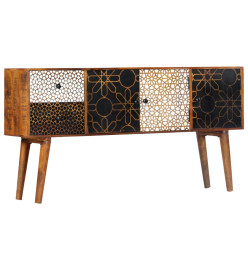 Buffet avec motif imprimé 130x30x70 cm Bois de manguier massif