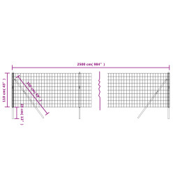 Clôture en treillis métallique anthracite 1,1x25 m